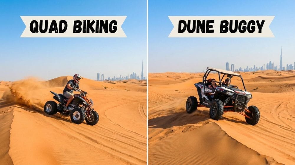 Dubai quad biking vs dune buggy comparison in the dunes